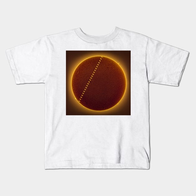 ISS transit across the solar disc, 2021, (C055/6451) Kids T-Shirt by SciencePhoto